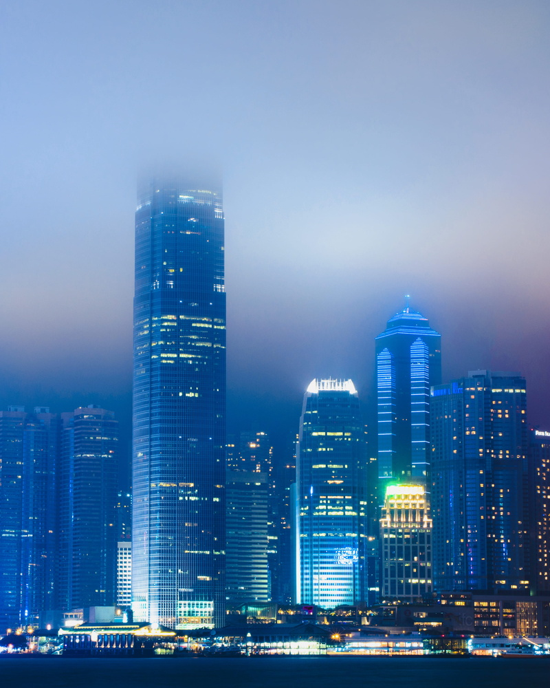 building, cityscape, residential district, no people, hong kong, outdoors, asium, building exterior, blue, architecture, night, built structure, city life