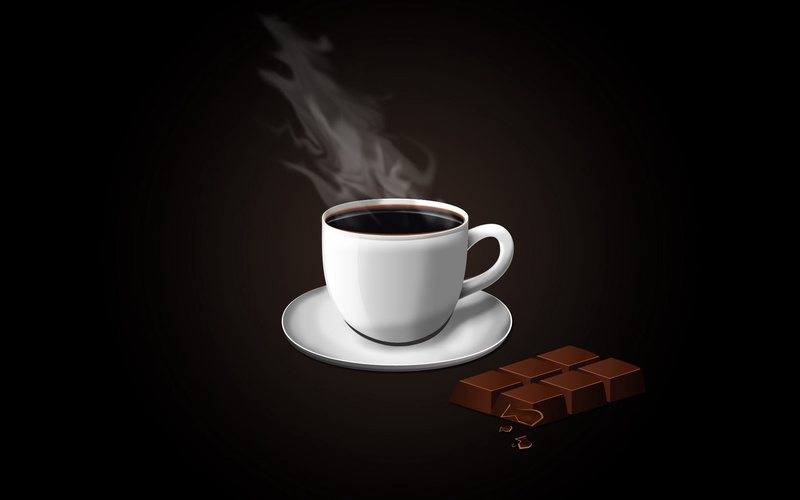 coffee, cup, chocolate, plate, vapor, 1080P