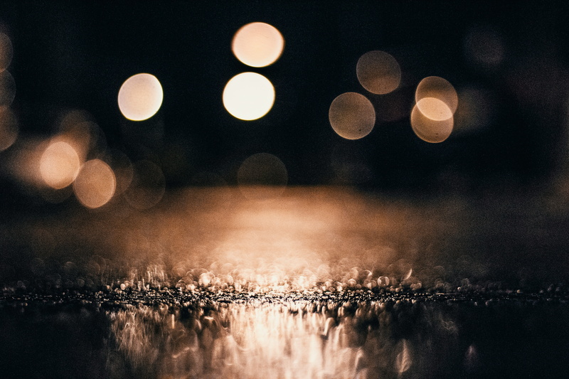 outdoors, water, 50mm, selective focus, 5K, close-up, abstrait, nature, geometric shape, canon, orange, transportation, circle, rain, night, city, rainning