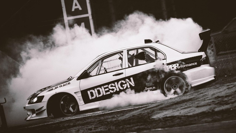 smoke, sports, car, mitsubishi, white, evo, black, 1080P, drift