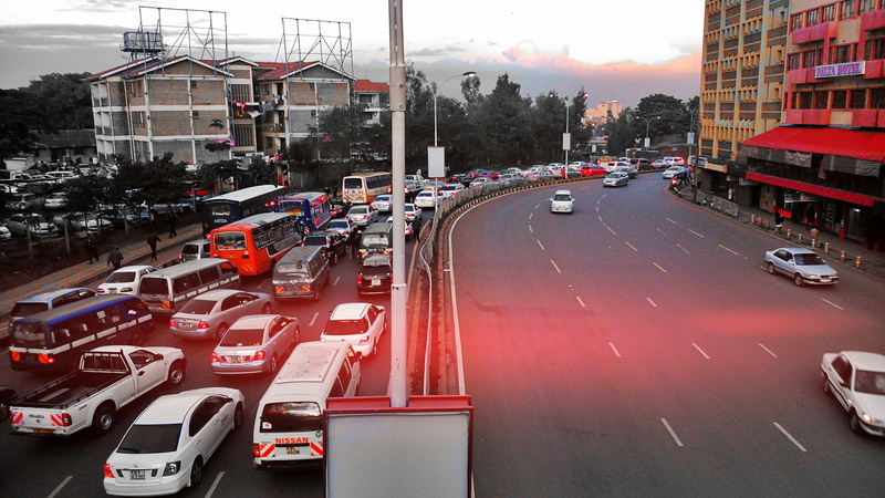 city, multiple lane highway, 2K, nairobi, land vehicle, mode of transportation, built structure, day, no people, skyline, street, high angle view, road
