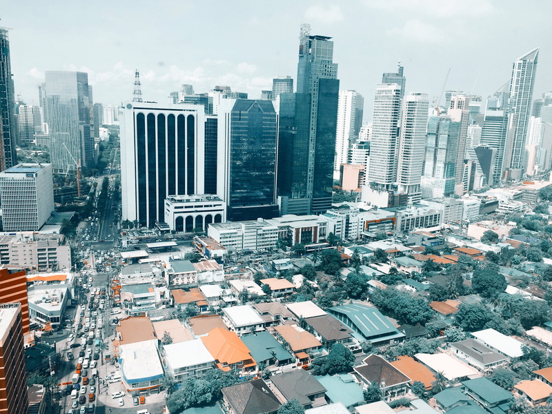 tall, residential district, sky, skyscraper, Philippines, office, road, concrete, traffic jam, sight, urban, contemporary, city view, white, landmark, cars