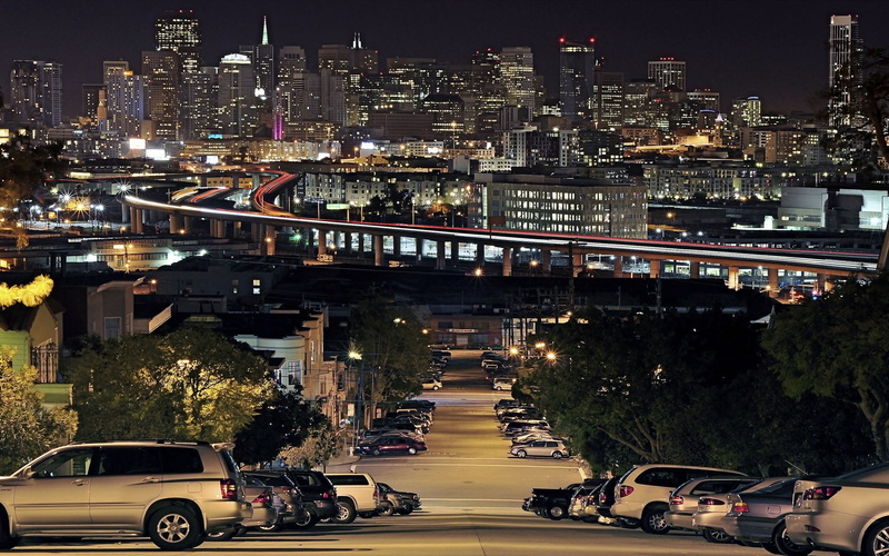 bridge - Man Made Structure, urban Scene, car, travel, street, motor vehicle, highway, urban Skyline, parking, connection, building, california, bridge