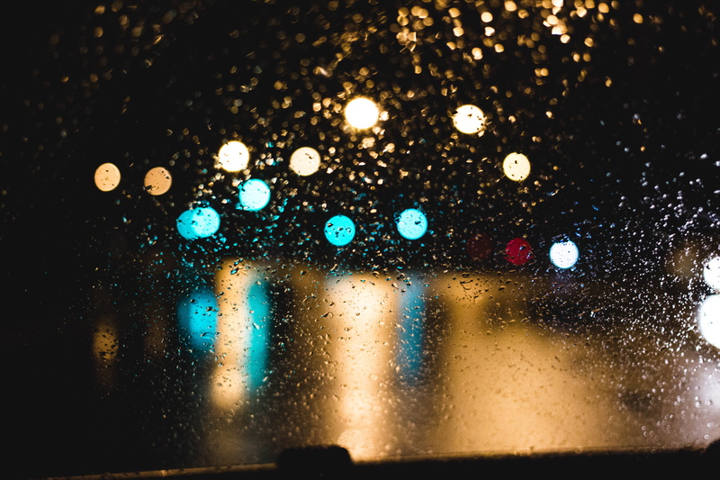 rainy background, windscreen, wet, motor vehicle, night, window, light, illuminated, lights, background, indoors, glass, close-up, green, land vehicle