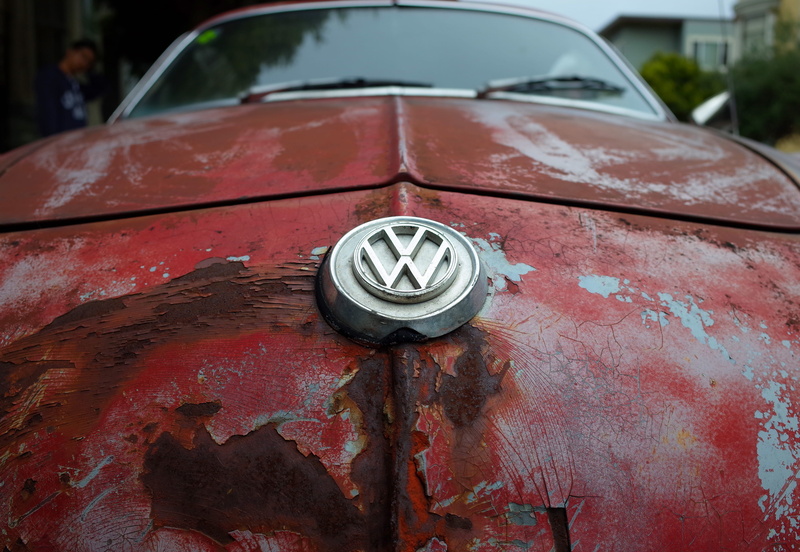 battered, brown, metal, close-up, mode of transportation, vintage, volkswagen, red, vehicle, windscreen, damaged, car, obsolete, 4K, retro styled, land vehicle