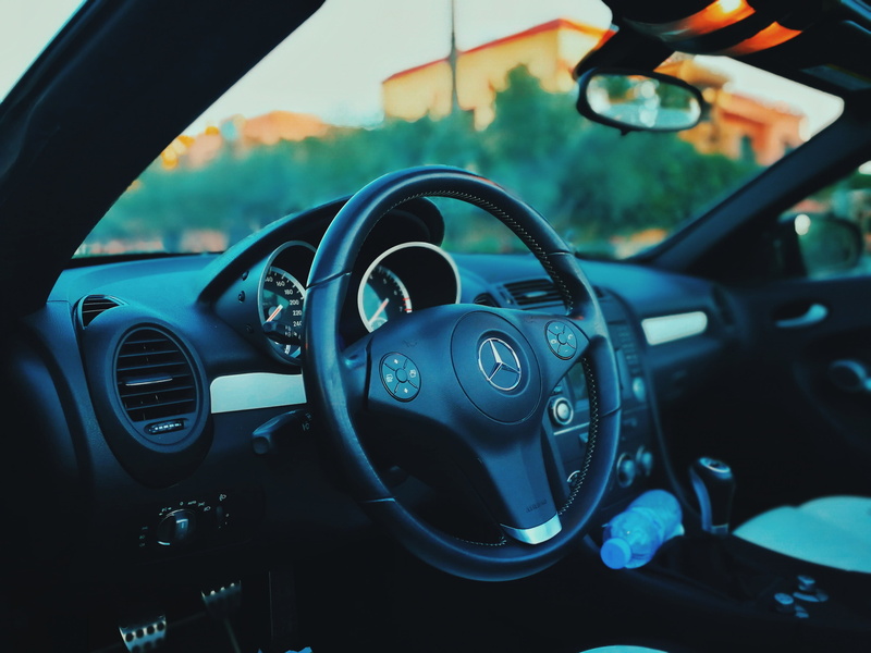 dashboard, windshield, control panel, luxury, vehicle interior, wheel, car interior, rear-view mirror, mercedes, speedometer, motor vehicle, steering, focus on foreground