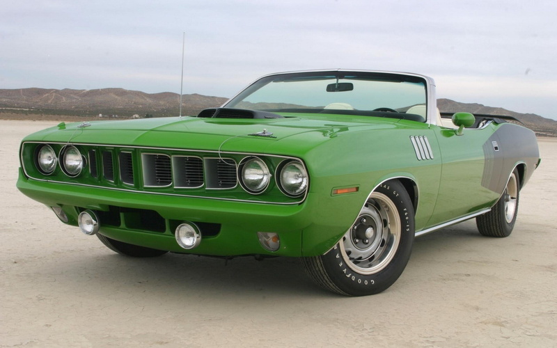 cabriolet, hemi, 1080P, black, 1971, Plymouth, green, convertible, CUDA