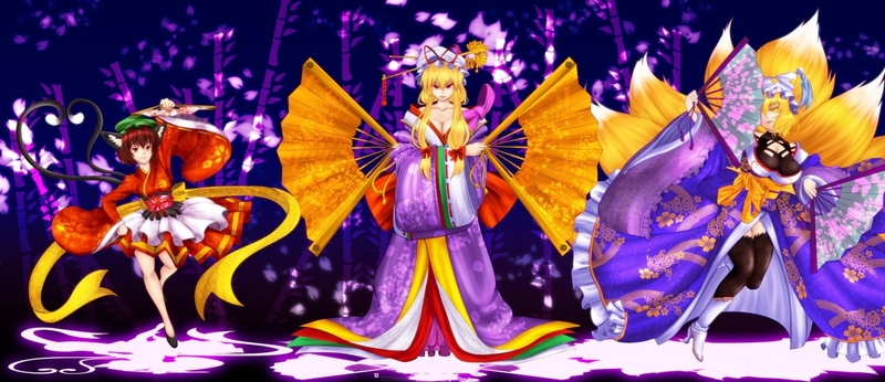 1080P, Anime, Ran Yakumo, Yukari Yakumo, Touhou, Chen (Touhou)