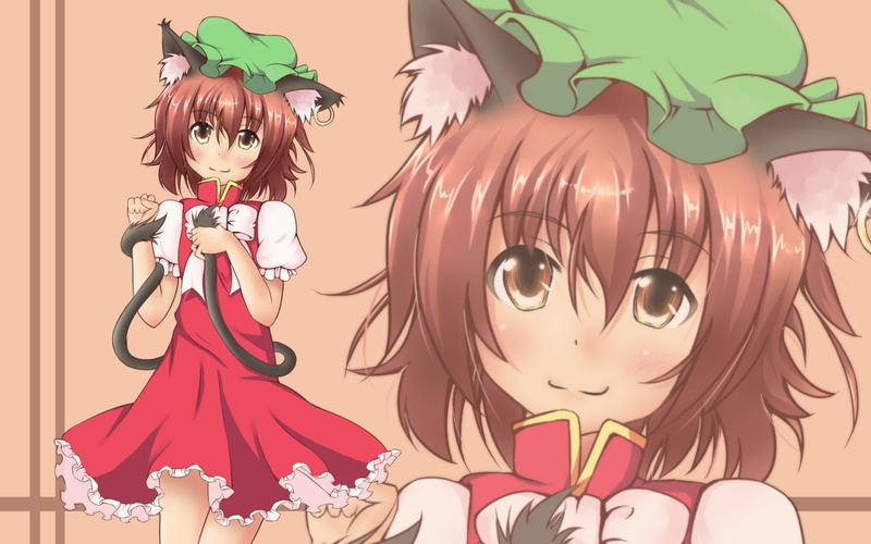 720P, females, representation, cute, art and craft, childhood, women, Chen, girls, people, looking at camera, Touhou, creativity, young women, anime girls