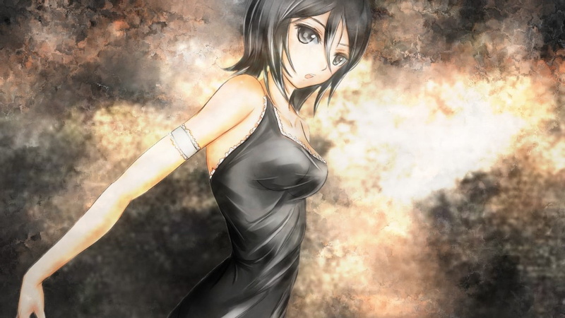 dress, portrait, motion, three quarter length, nature, female, sport, 1080P, Kuchiki Rukia, lifestyles, healthy lifestyle, one person, anime, young adult