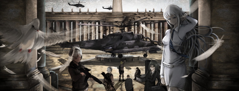 built structure, day, Jormungand, women, nature, feathers, indoors, Sofia Valmer, men, anime girls, representation, war, art and craft, 1080P, vehicle