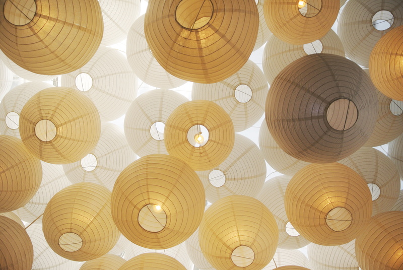 sky, decoration, no people, full frame, lantern, brightly lit, indoors, hanging, complexity, business, design, variation, lot, large group of objects, shape