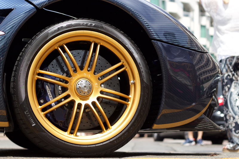 outdoors, close-up, huayra, shopping, no person, mechanic, v8, vehicles, horacio pagani, chrome, mode of transportation, tires, wheel, rim, transportation