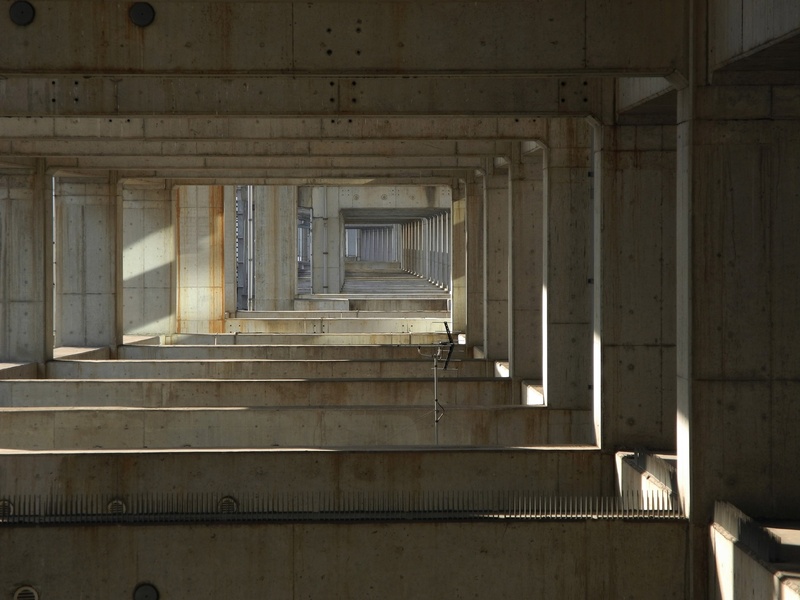 rounding, old, ceiling, gray, in a row, stairwell, day, absence, staircase, no people, gifu, tunnel, abandoned, architecture, gifu station, railway station