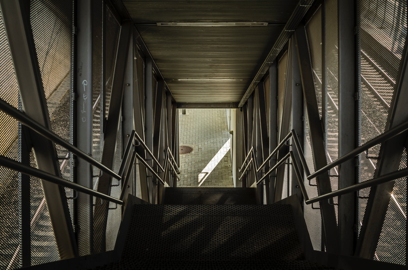 gray, empty, banister, ceiling, stairs, day, photography, railing, stair, absence, building, structure, indoors, pattern, metal structure, steps and staircases