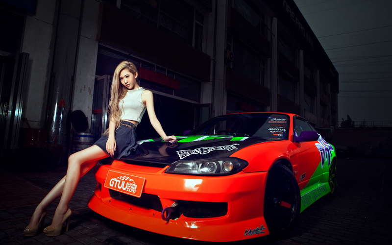 girl, korean model, 1080P, car, model, auto, Asian, machine, nissan silvia, S15