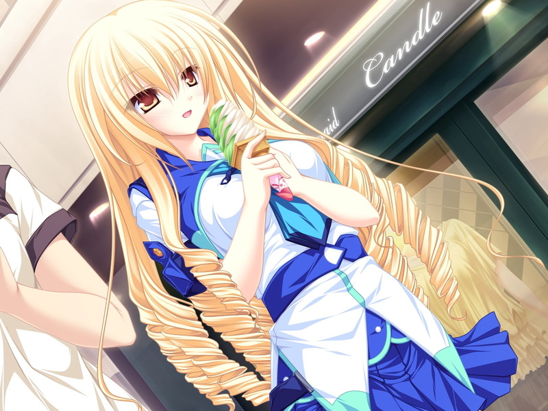 koshimizu rin, fashion, clothing, females, shopping mall, consumerism, female, one Person, shopping, ice-cream, blonde, 720P, beautiful, adult, indoors