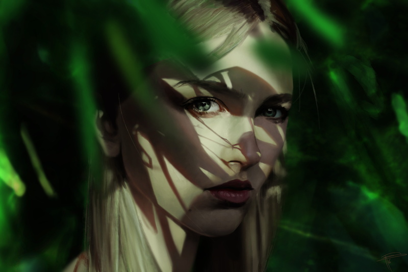 portrait, girl, face, Thomas Bignon, Sylvia, 5K, shadows, look