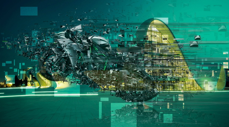 no people, futuristic, ninja, reflection, Creative, turquoise colored, technology, notebook, office building exterior, city, Aero, speed, building, illuminated