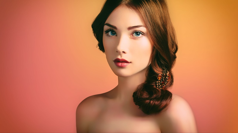 airbrushed, beautiful people, looking at camera, glamour, fashion, redhead, one person, indoors, looking at viewer, beautiful woman, beauty, model, front view
