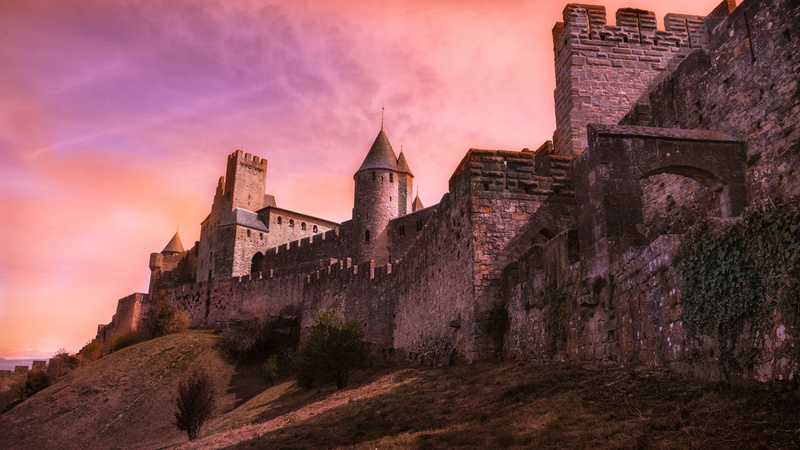 carcassonne, ancient, tourism, travel, travel destinations, tower, history, sky, cloud - sky, nature, medieval architecture, historic, castle, ruins, landmark
