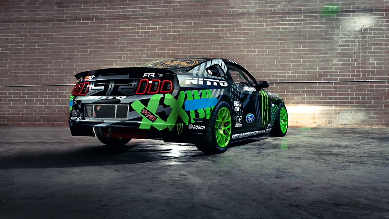Mustang, RTR, brick wall, city, sport, brick, people, Competition, Vaughn Gittin Jr, communication, transportation, speed, architecture, Ford, mode of transportation