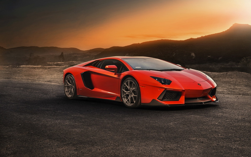 Supercar, Red, aventador, lp, Lamborghini, 1080P, Sunset