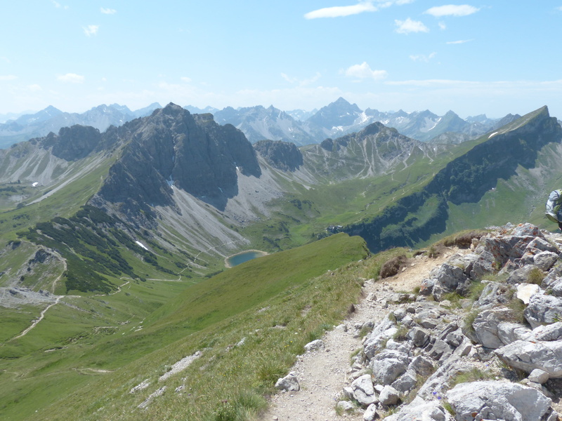 high angle view, 4K, solid, vilsalpseeberge, lake, hike, trail, hiking, tranquil scene, nature, mountains, mountain peak, alpine, saalfeld höhenweg, sky