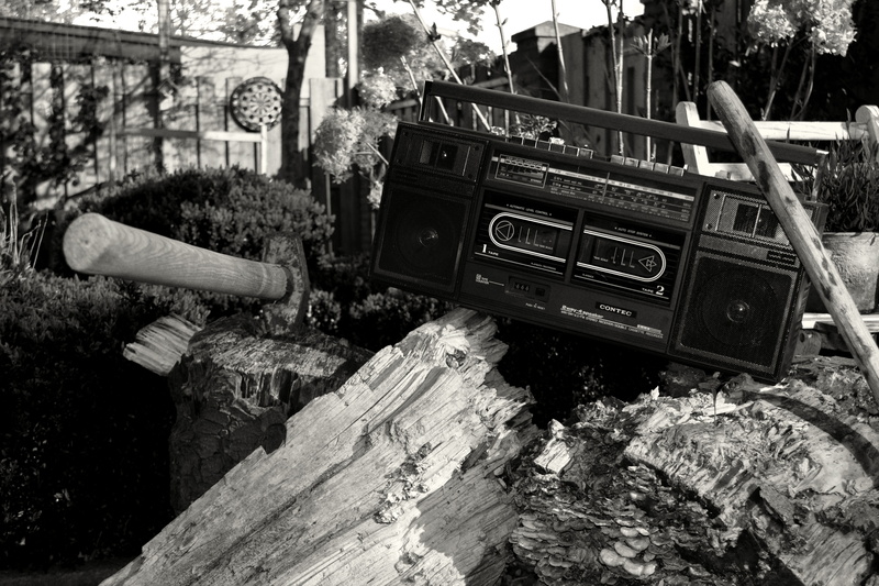 built structure, cassette player, run-down, wood - material, radio, day, plant, outdoors, nature, 5K, obsolete, land vehicle, mode of transportation, vintage