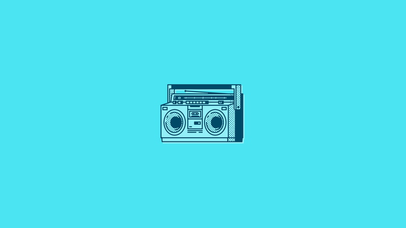 Radio, Speakers, Antenna, music, boombox, 2K, illustration, Blue Background, minimalism, Stereos