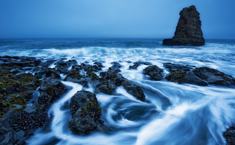 flowing water, blurred motion, Boombox, Birth, land, beach goers, blue hour, blue twilight, California, tranquility, long exposure, Ring, no people, photographs