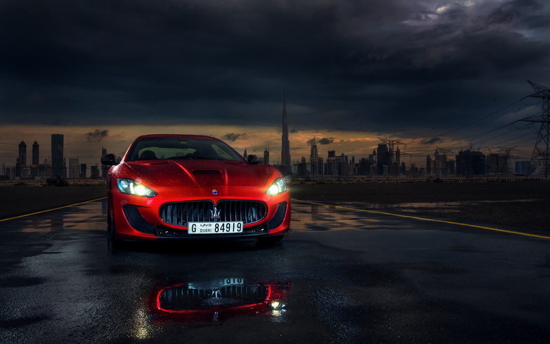 View, Red, Dubai, 1080P, Front, Maserati, Lights, Granturismo, Supercar