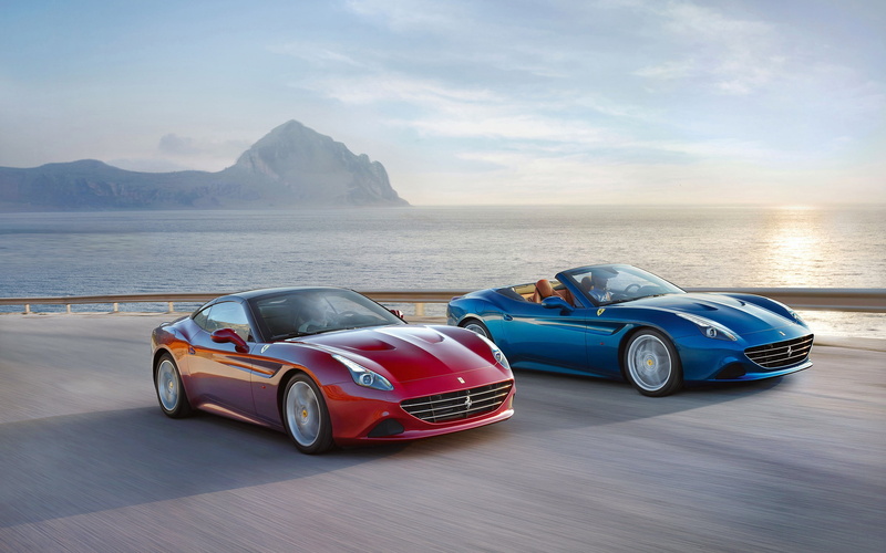 sunset, car, Convertible, 2K, road, sea, Ferrari California T