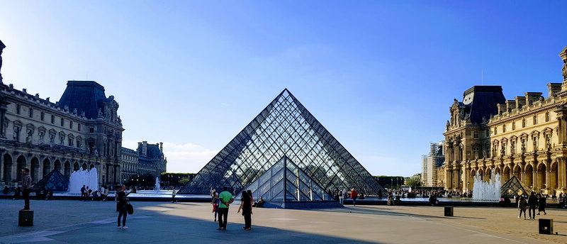 city life, nature, sunny, louvre, triangle, tourist, street, built structure, france, real people, mounument, building, 4K, paris, sky, clear sky