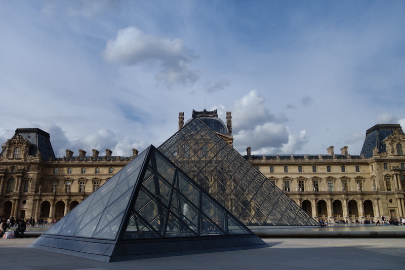 castle, building exterior, building, day, houses, france, the past, perspective, built structure, monument, history, reflection, nature, glass, louvre
