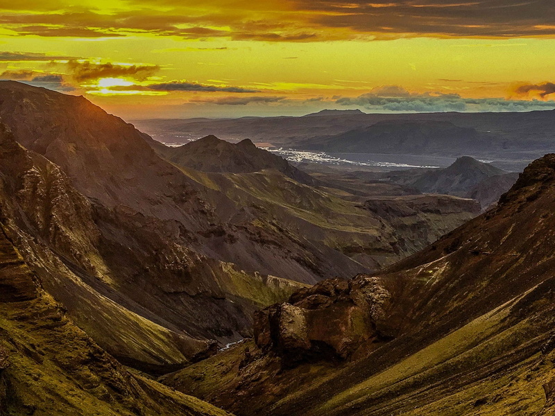 sungset, geology, scenics - nature, peaks, clouds, yellow, mountain, environment, no people, land, dusk, hills, rock, 1080P, sky, travel, tranquility