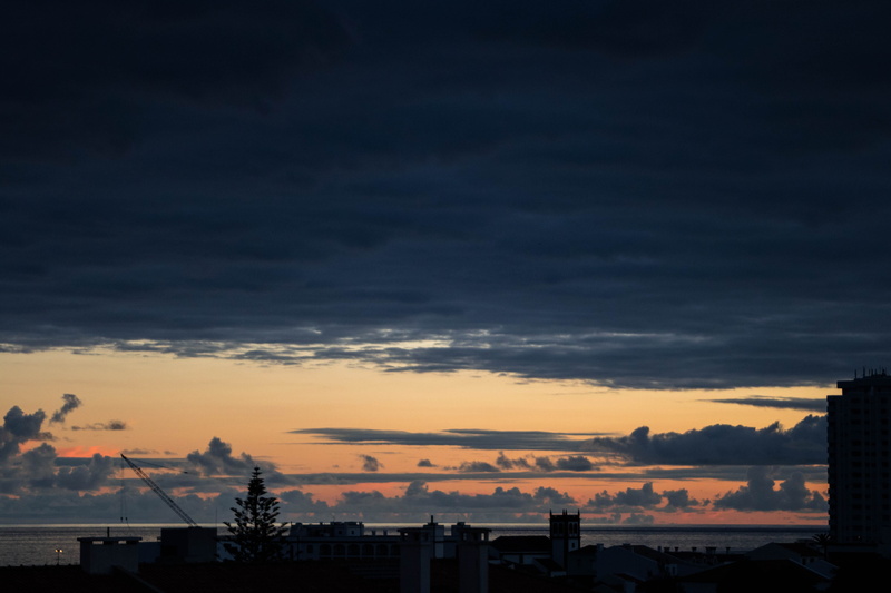 silhouette, cityscape, 5K, horizon, scenics - nature, cloud - sky, crane - construction machinery, factory, industry, ponta delgada, dramatic sky, nature