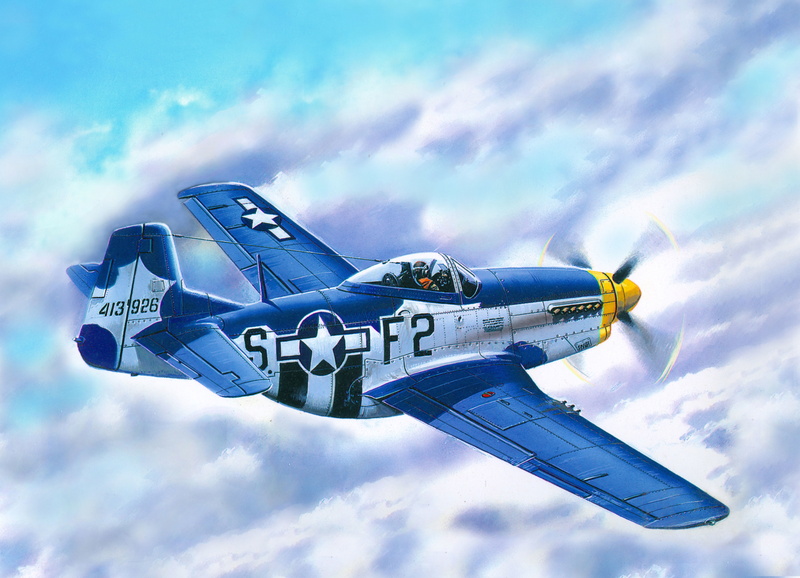 The second world volanaro, Mustang, clouds, 5K, far, radius, figure, period, action, American, single, P - 51D - 15, art, fighter