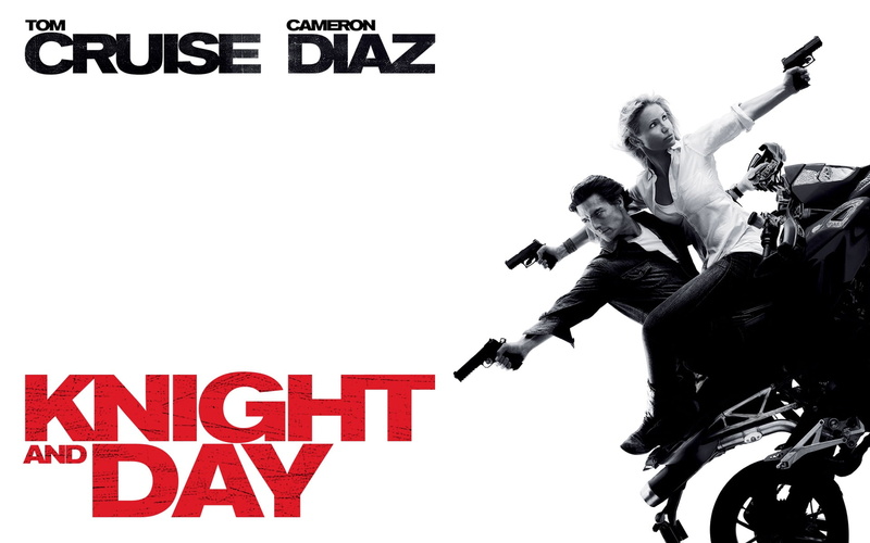 poster action Comedy adventure, movie poster, motorcycle turn radius, Knight and Day, shooting pistols, bokeh, Tom Cruise, два SIG-Sauer P250 compact, the film