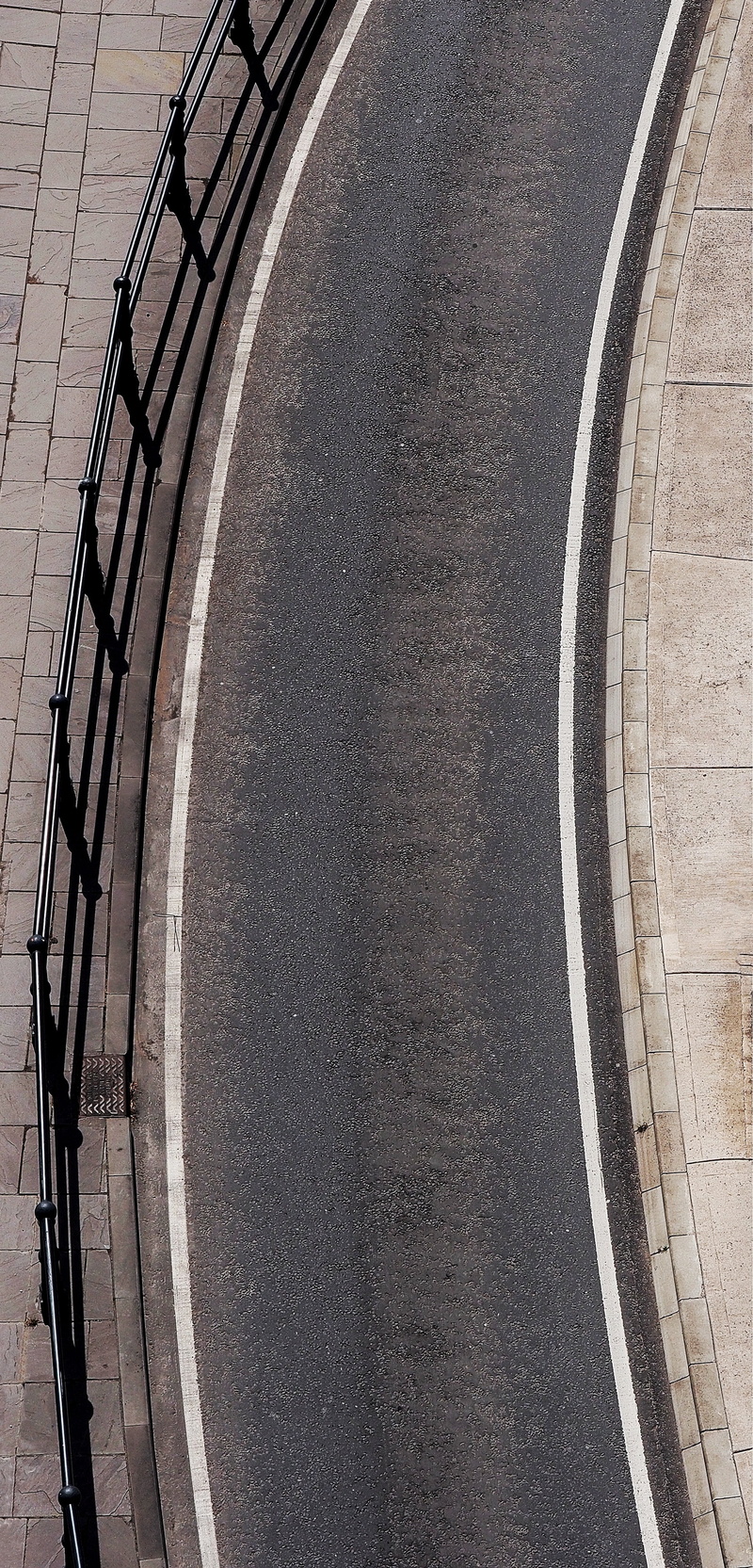 transportation, empty, pattern, no people, footpath, high angle view, direction, height, perspective, highway, in a row, shape, railing, road, bend, nature