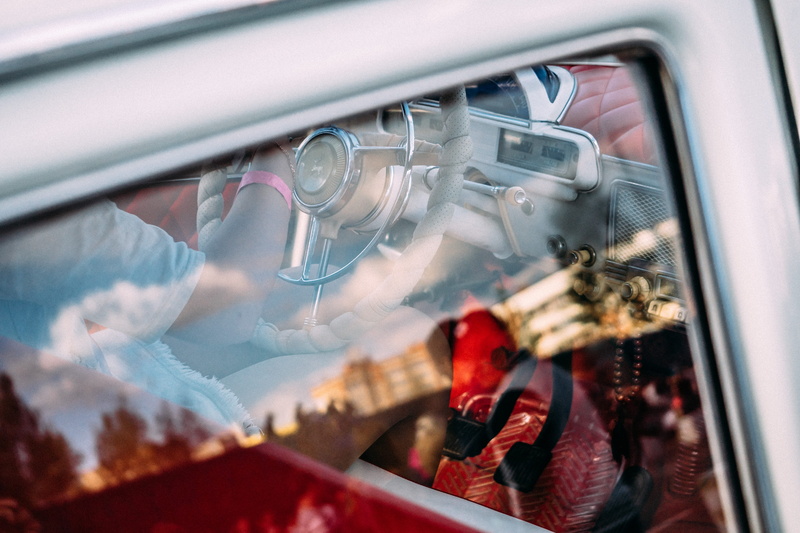 retro, close-up, retro styled, right, old, wheel, vintage, pedal, selective focus, overlapping, indoors, car interior, transportation, girl, control panel