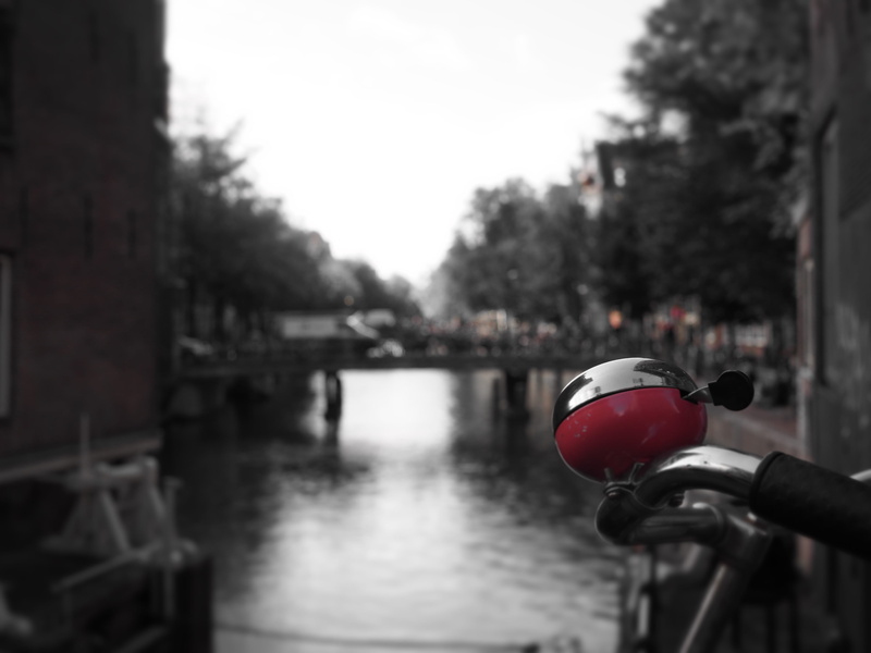 4K, connection, water, bell, ring, architecture, tree, bike, grey, europe, river, partial color, outdoors, mode of transportation, transportation, focus on foreground