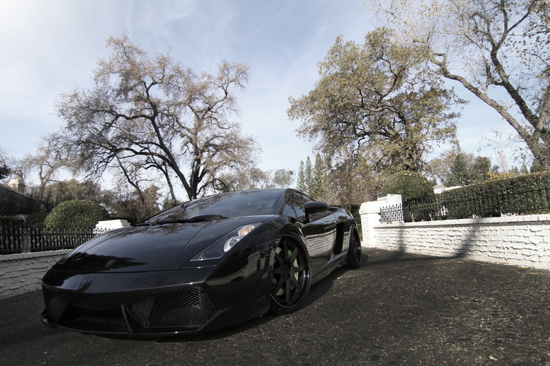 Lamborghini Gallardo, 2K, clouds, lp540-4, black, sky, trees, tinted, sports, front, car, reflection, lp, Gallardo, wheels, Lamborghini