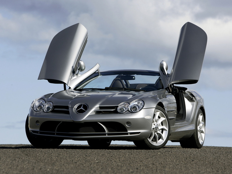 car, personal land vehicle, land vehicle, slr, day, mercedes, 2009, cloud - sky, retro styled, sky, no people, motor vehicle, outdoors, sports car, silver colored