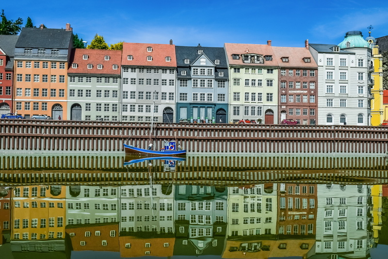 multi colored, sky, built structure, water, brussels, building, history, city, row house, mini europe, boats, harbor, reflections, nature, travel destinations