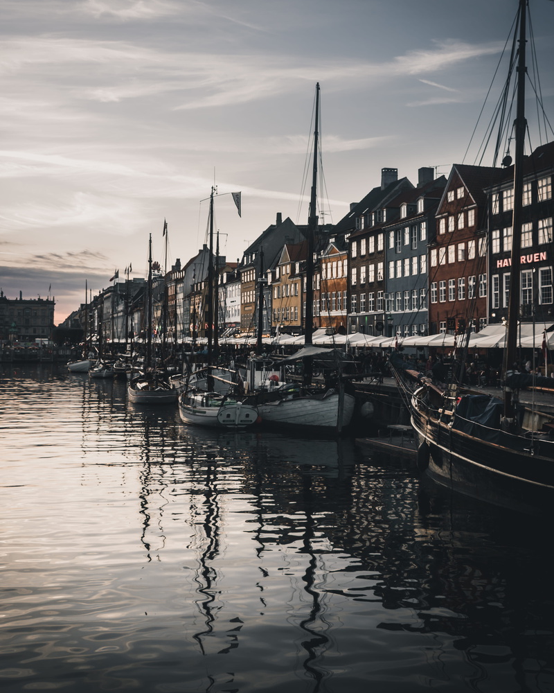 scandinavia, sky, copenhagen, ship, cloud, sail, europe, jetty, yacht, moored, pier, urban Scene, cityscape, water, dusk, town, window, vacations, old