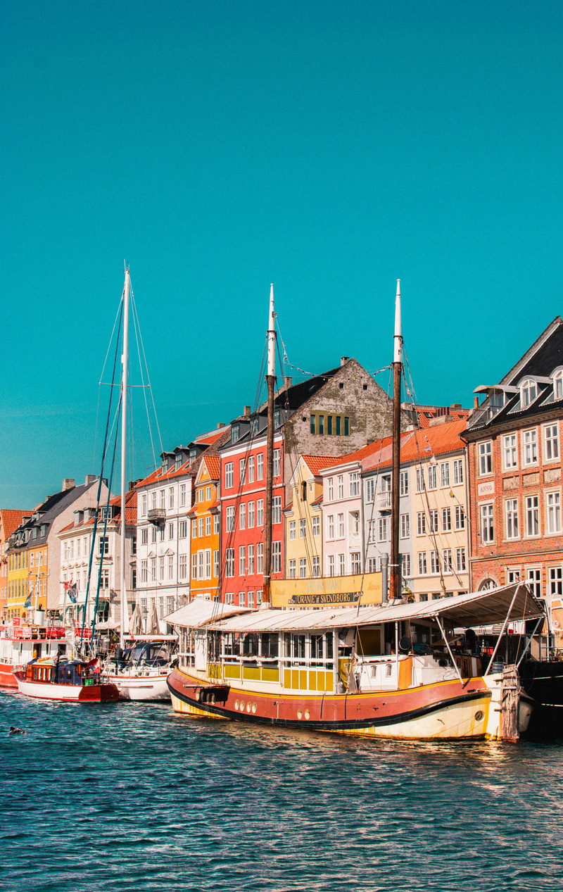 marina, transportation, city, copenhagen, outdoors, water, nautical vessel, nyhavn, copy space, passenger craft, vessel, watercraft, boats, denmark, sky