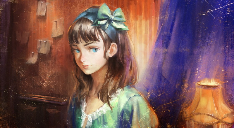 nababa, semi-realism, paper, lamp, teal, outfit, 1080P, realistic, original