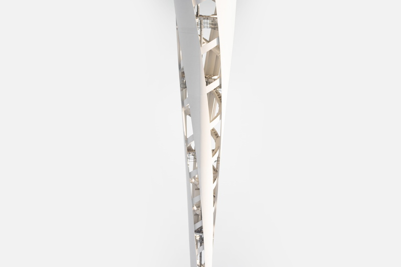 white, Lost, building, high, structure, low angle view, built structure, steel, copy space, isolated, white background, snow, nature, sky, connection, clear sky