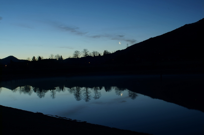 sunrise, Before Sunrise, silhouette, beauty in nature, lake, plant, sky, reflection lake, salzburger land, Reflection, mirroring, shortly before sunrise